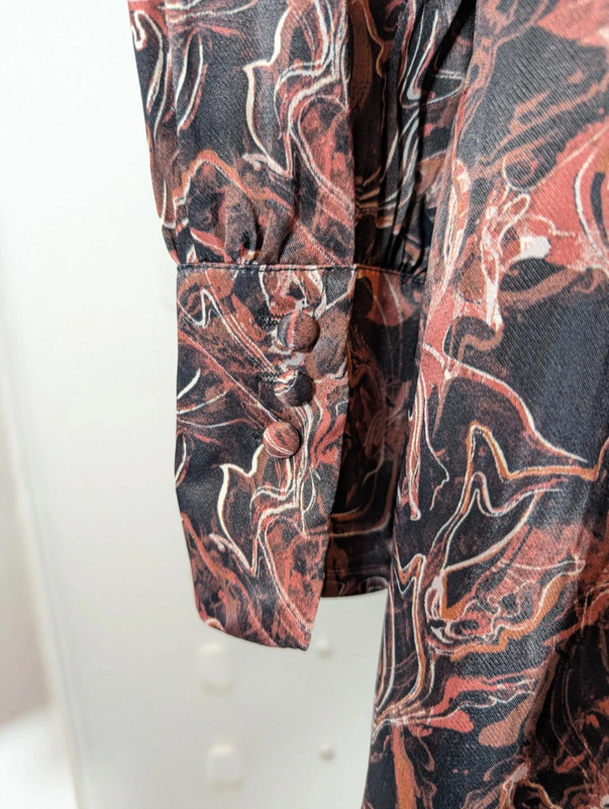 Mint Velvet Marble Print Cowl Dress | UK 6 | Autumnal Earth Tones