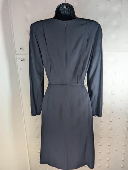 Whistles Navy Pleated Dress UK 8 Tailored Work Occasion Midi