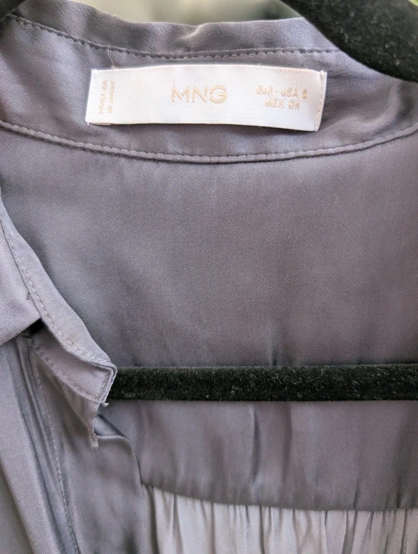 Mango Satin Utility Jumpsuit Charcoal Grey Small