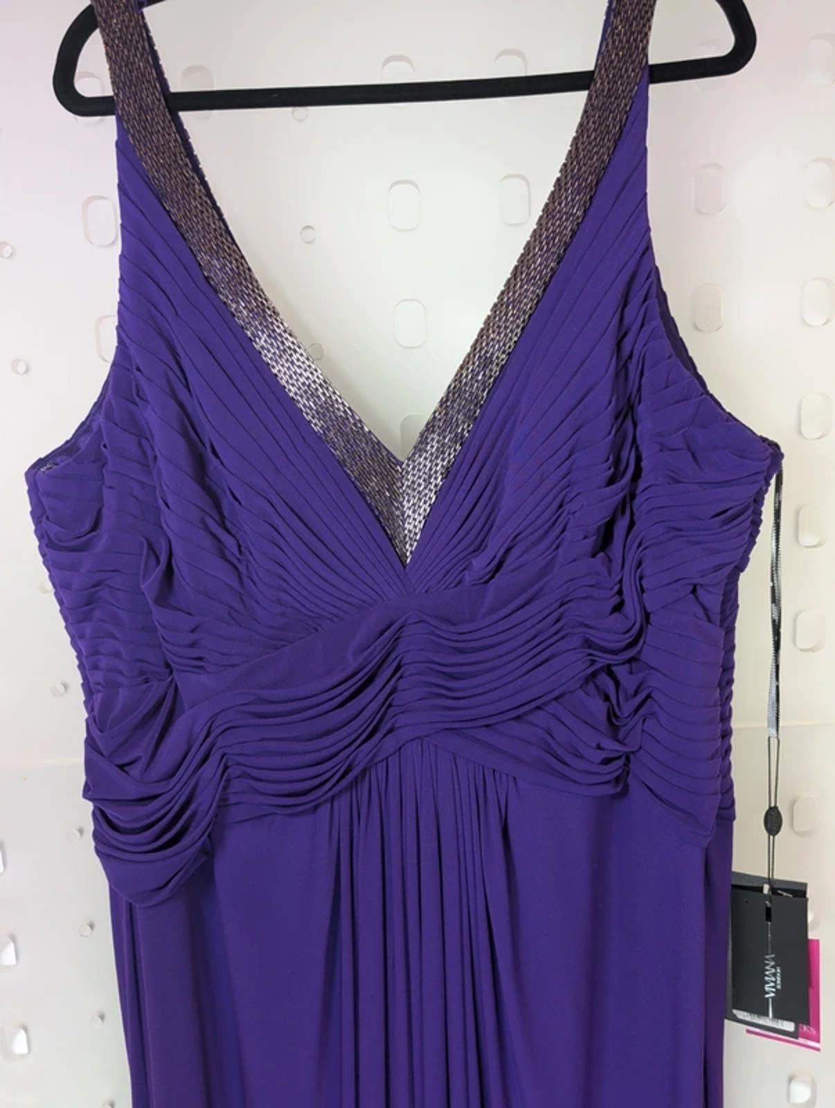 Viviana London Violet Beaded Evening Gown UK24 NWT Boned Formal Dress