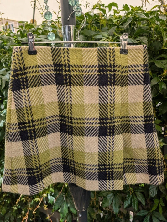 Hobbs Wool Check Mini Skirt Heritage Plaid UK8