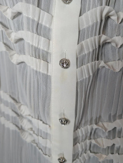 CCDK Copenhagen Pleated Blouse Diamante Buttons EU 38