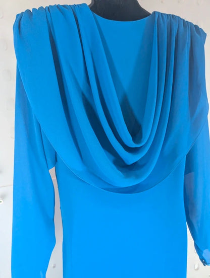 Vintage 80s Parigi Electric Blue Statement Dress UK10