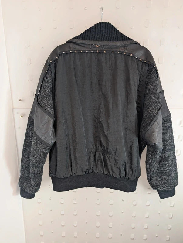 On The Road Oversized Mixed Media Biker Jacket L