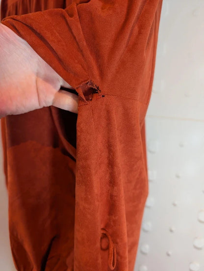 Vintage 1970s/80s Jean Bailly Paris Rust Shirt Dress Made in France