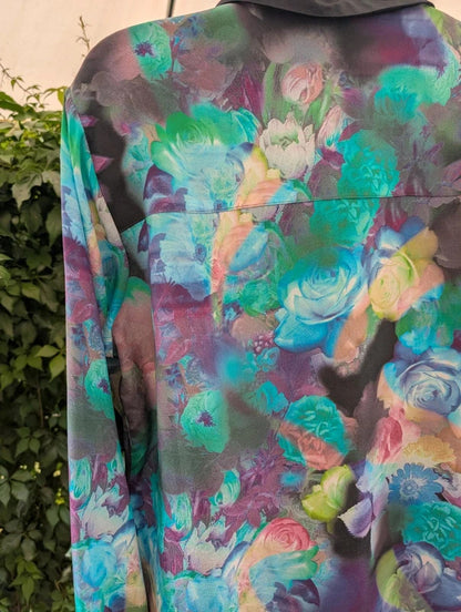 Pied à Terre 100% Silk Digital Rose Print Blouse UK12
