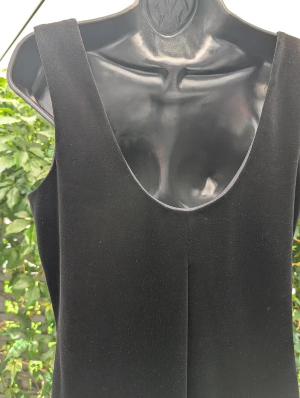 Vintage BHS Black Velvet Midi Dress Made in Great Britain UK14