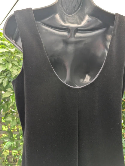 Vintage BHS Black Velvet Midi Dress Made in Great Britain UK14