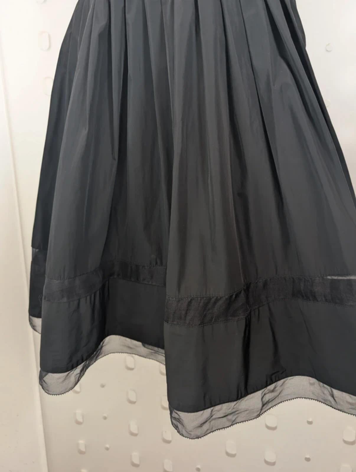 Coast Black Taffeta Fit & Flare Dress UK12 Gothic Sheer Panel