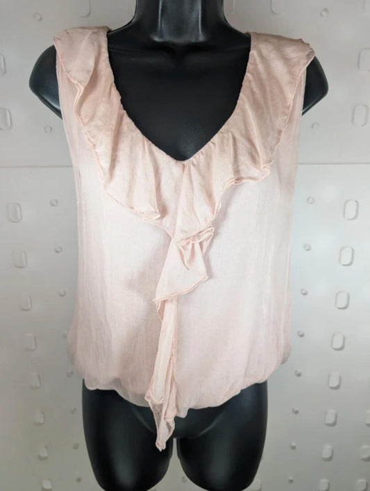 Phase Eight Silk Bubble Hem Blouse Blush Pink Medium