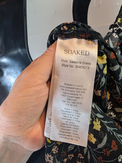 Soaked in Luxury Saseline Sheer Floral Midi Dress Long Sleeve Shirred Waist