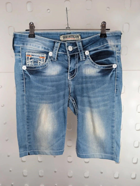 True Religion Denim Shorts Vintage Wash Waist 29
