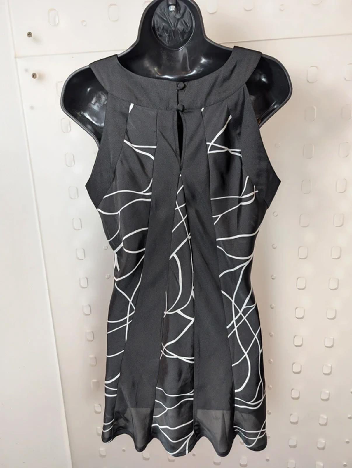 Epilogue Black Tunic Top UK12 Longline Flared Contrast Panel Lightweight