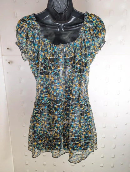 Per Una Sheer Lace Longline Top Micro Mini Dress UK14