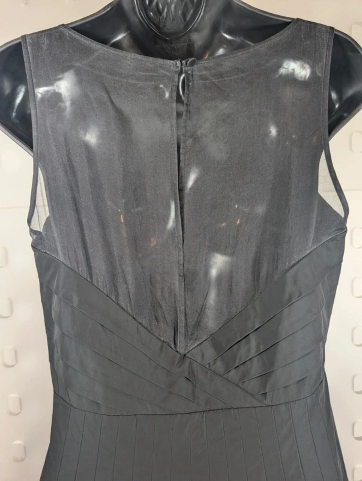 Coast Black Taffeta Fit & Flare Dress UK12 Gothic Sheer Panel