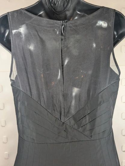 Coast Black Taffeta Fit & Flare Dress UK12 Gothic Sheer Panel