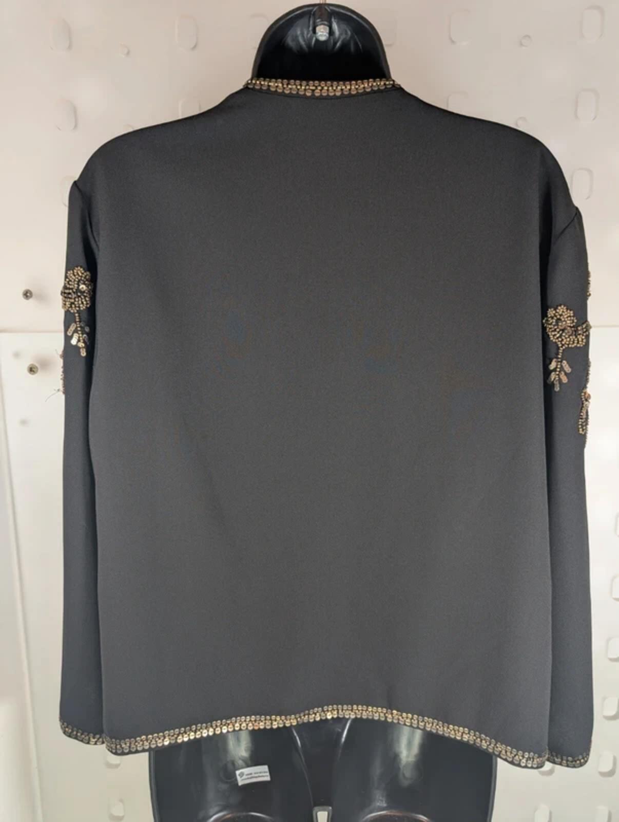Long Tall Sally Embellished Black Evening Jacket UK16 Gold Beaded Occasionwear