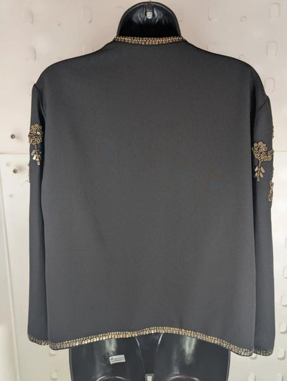 Long Tall Sally Embellished Black Evening Jacket UK16 Gold Beaded Occasionwear