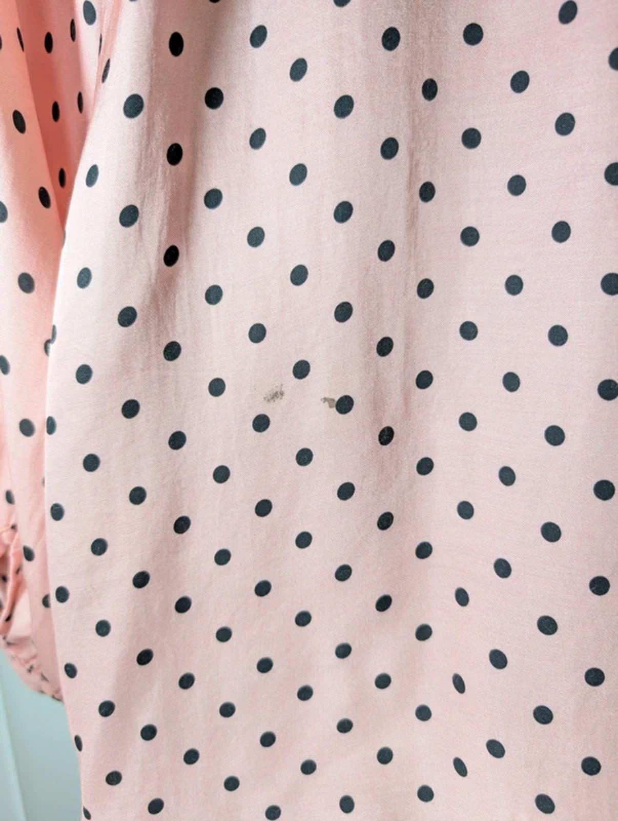 J&L Paris Made in Italy Pink Polka Dot Silk Blend Pussy Bow Blouse