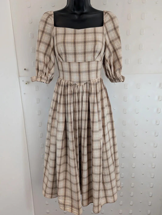 Lalaers Lolita Check Corset Full Skirt Dress Size S
