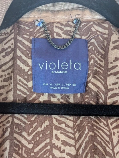 Violeta by Mango Khaki Embroidered Utility Jacket XL UK18/20