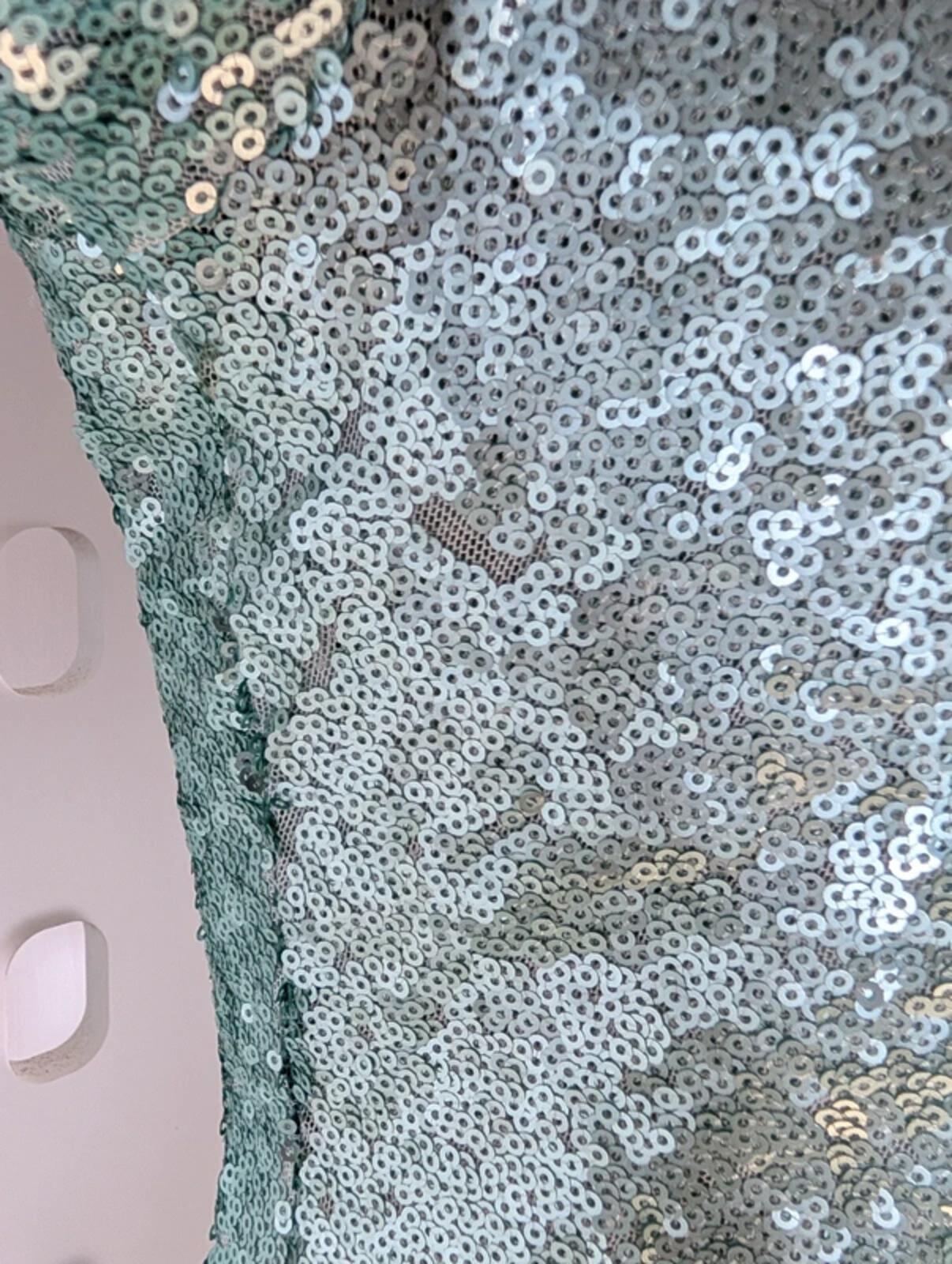 BlinQ Turquoise Sequin Dress UK10 Mermaid Shimmer 3/4 Sleeve Occasion Party