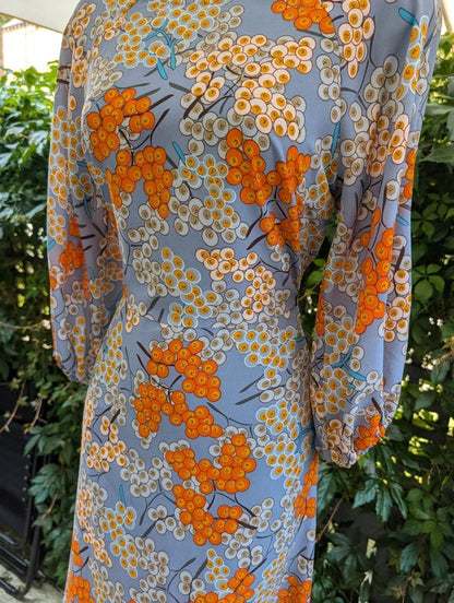 Traffic People Berry Print Open Back Midi Dress UK8