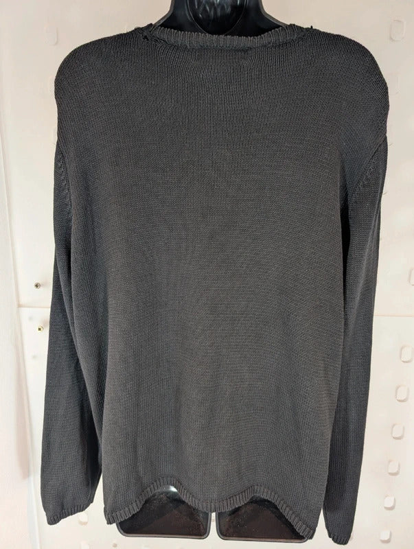 Alfred Dunner Black Floral Appliqué Cardigan Size L