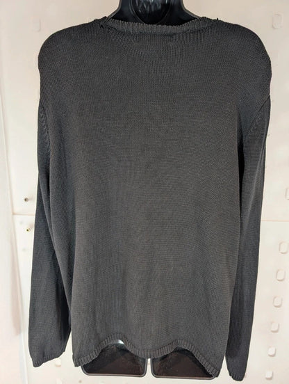 Alfred Dunner Black Floral Appliqué Cardigan Size L