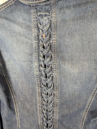 Gérard Darel Denim Jacket Plait Detail Made in Italy Size 40