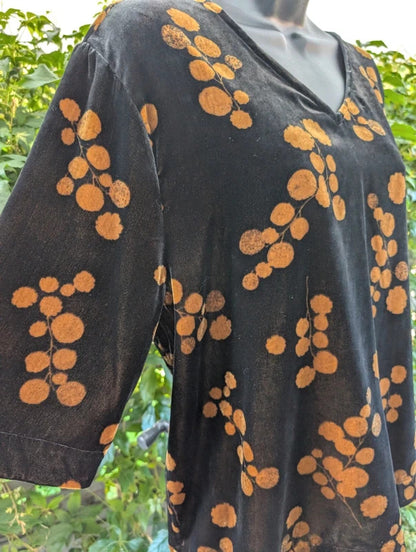 Masai Velvet Burnout Top Black Gold XL
