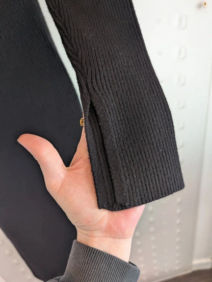 Levete Room Black Rib Knit Midi Dress M