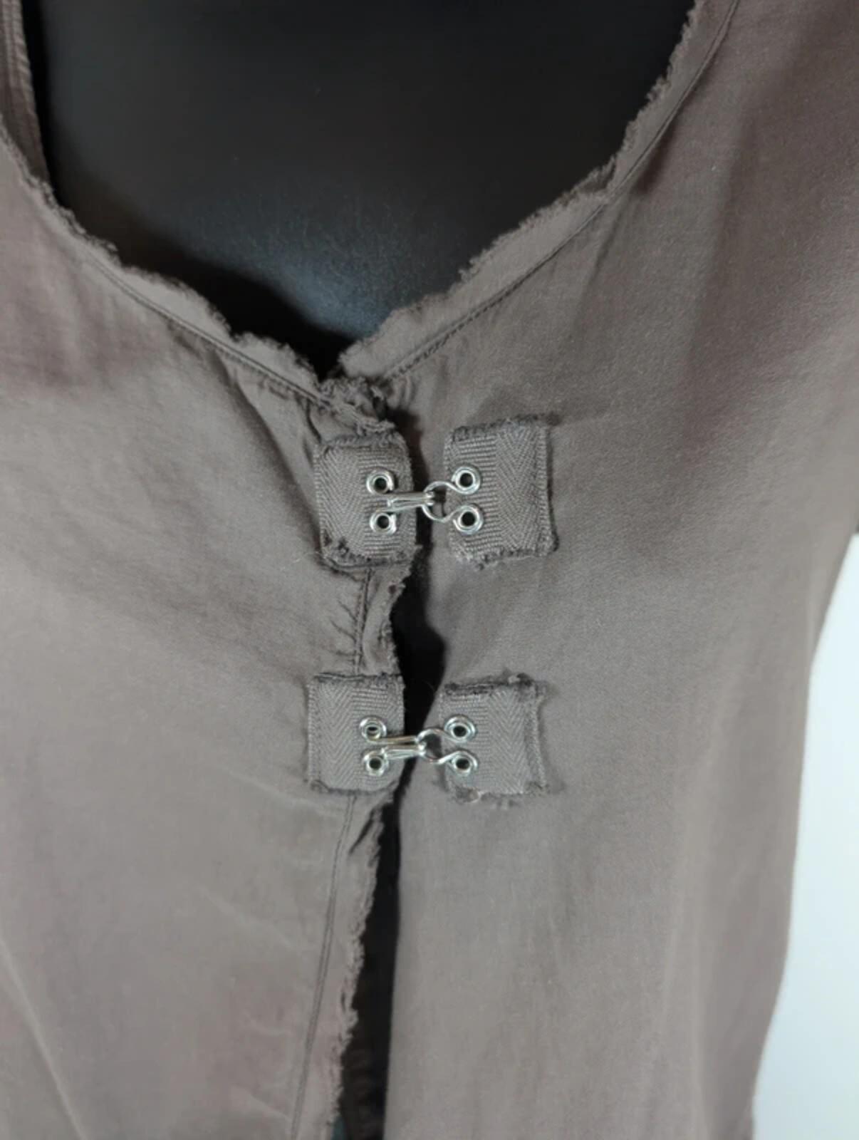 Lurdes Bergada Taupe Asymmetric Cotton Top Made In Spain Large