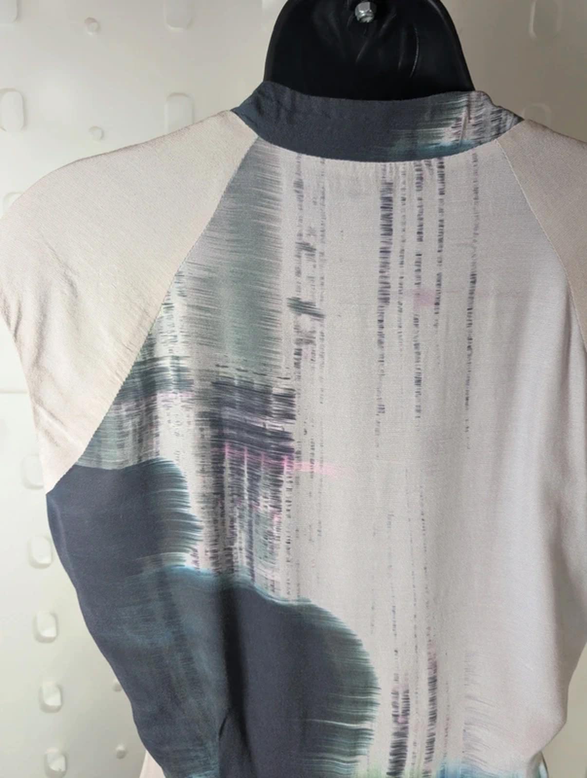 Reiss Taupe Digital Print Wrap Dress UK 10 Viscose Lined Occasion