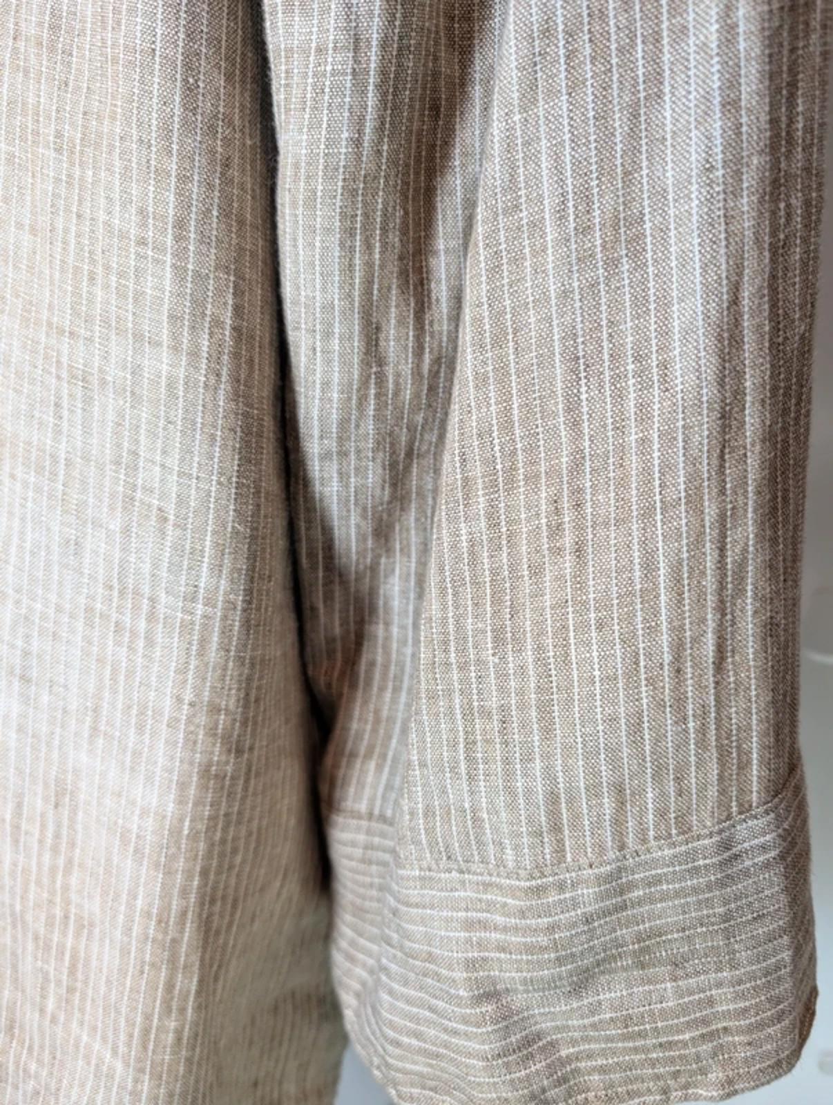 Desert Rose Linen Kimono Jacket Biscuit Pinstripe (Free Size)