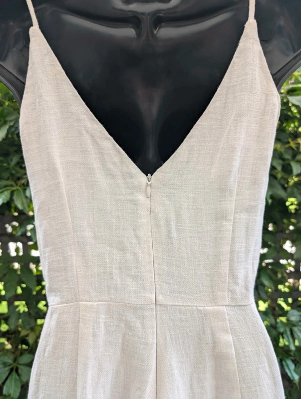 Moon River Linen Blend Embroidered Jumpsuit White Small
