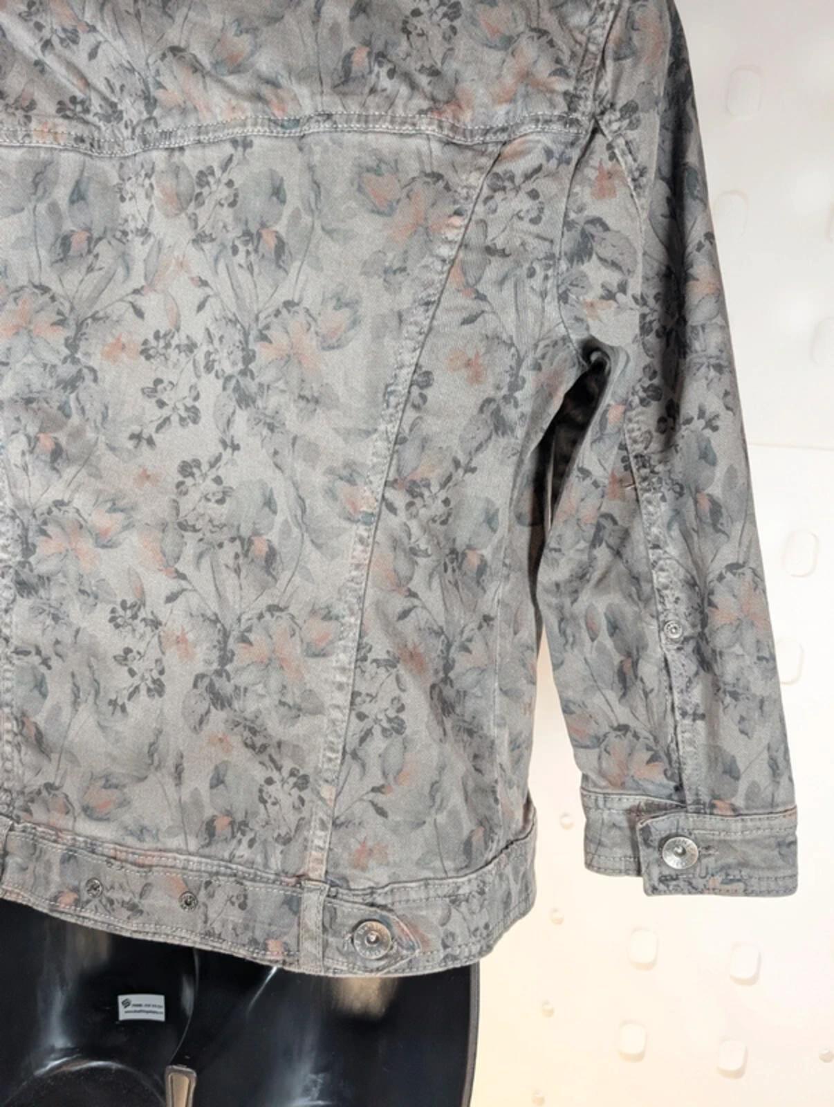 Bonita Floral Denim Jacket Grey Rose Print EU36
