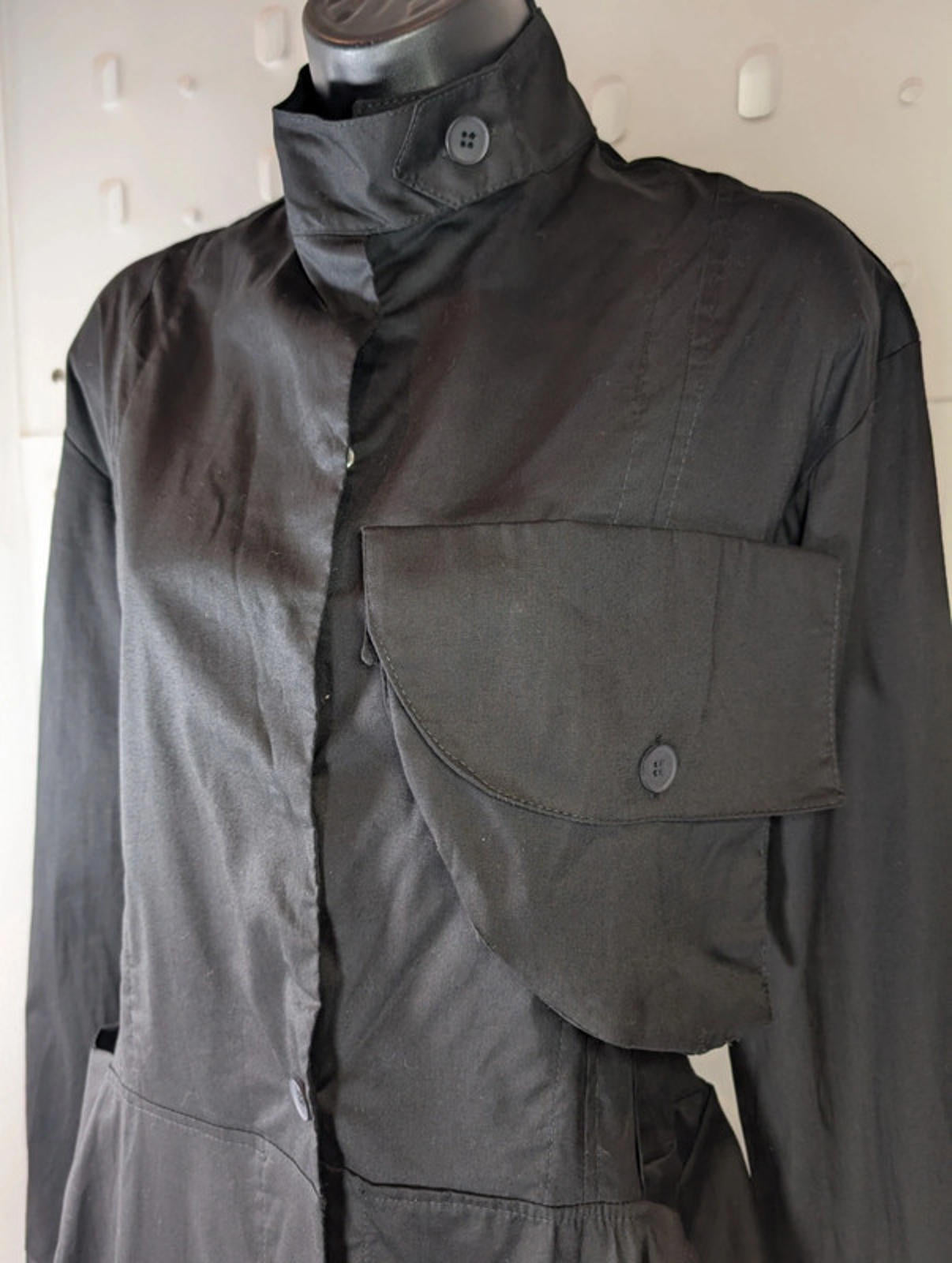 Miss City Utility Dress Jacket Black UK 12  Asymmetric Hem