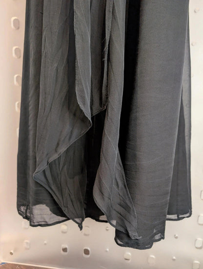 Monsoon Black Silk Beaded Maxi Evening Dress UK 16