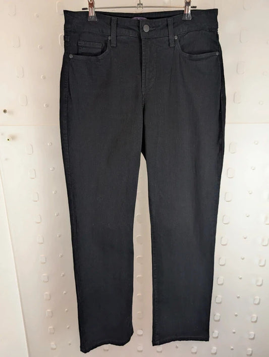 NYDJ Black Straight Leg Stretch Jeans UK12 US8 Made in USA