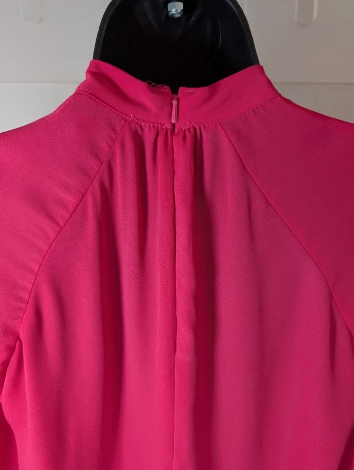 Chelsea Girl River Island Pink High Neck Blouse UK8 Vintage Style