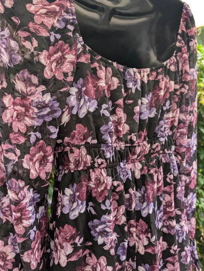 Mi Ami for Francesca's Floral Mini Dress Black Purple Small