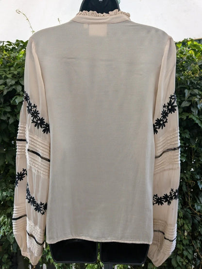 Fabienne Chapot Dune Embroidered Blouse Cream Size 34