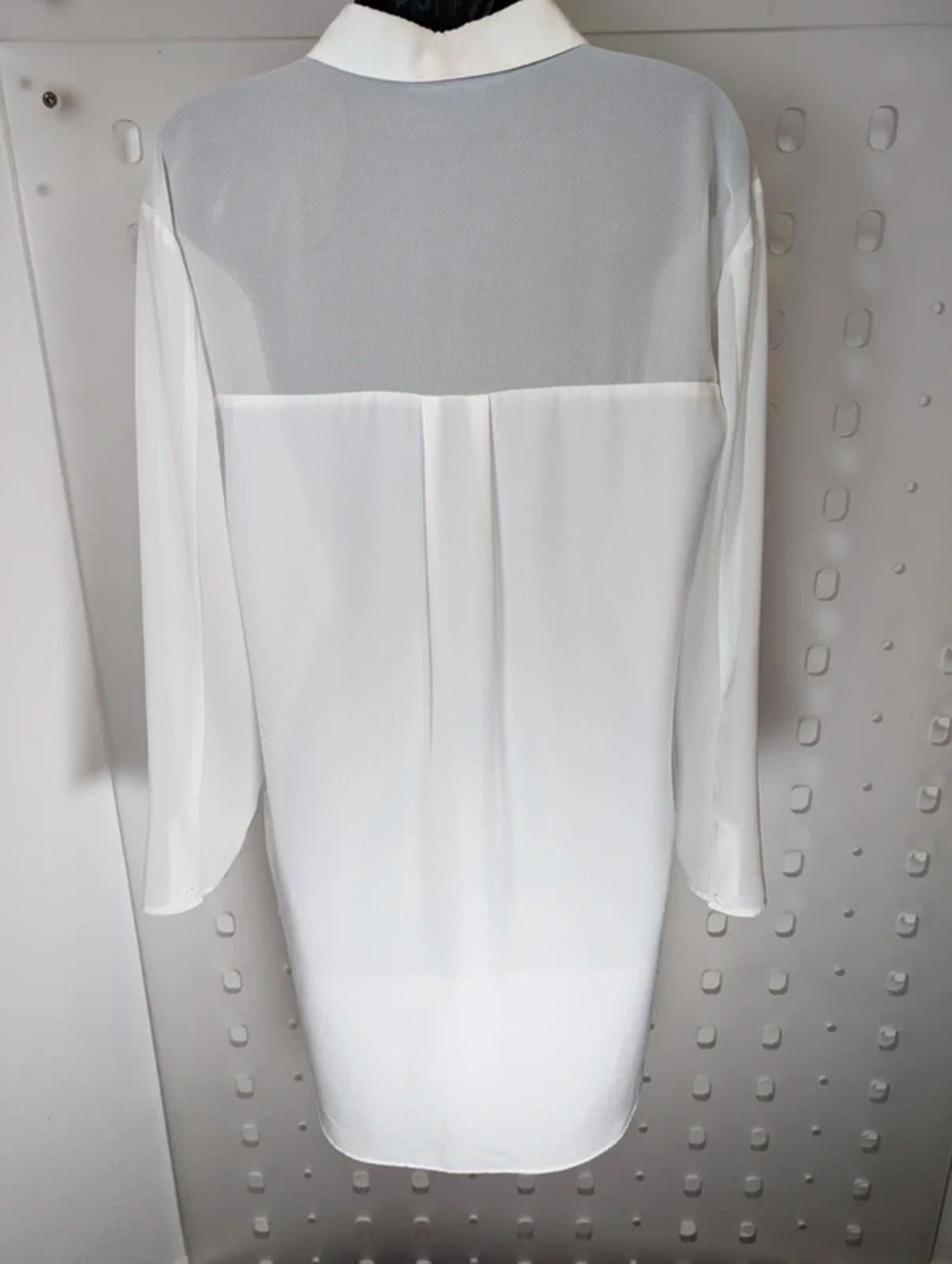 French Connection Longline Sheer Shirt White UK8 Minimal Classic