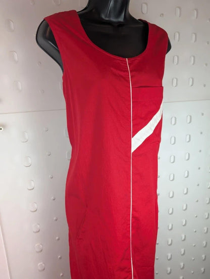 Vintage Red Cotton Shift Dress European Workwear Style EU48
