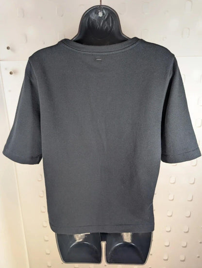 Calvin Klein Black Holographic Sequin Oversized T-Shirt Top UK8–10