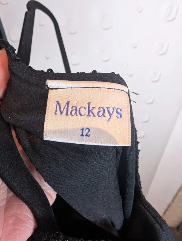 Vintage 90s Mackays Black Lace Maxi Dress UK10-12