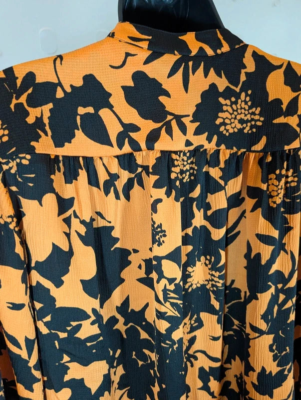 M&S Autograph Orange Botanical Print Blouse UK12