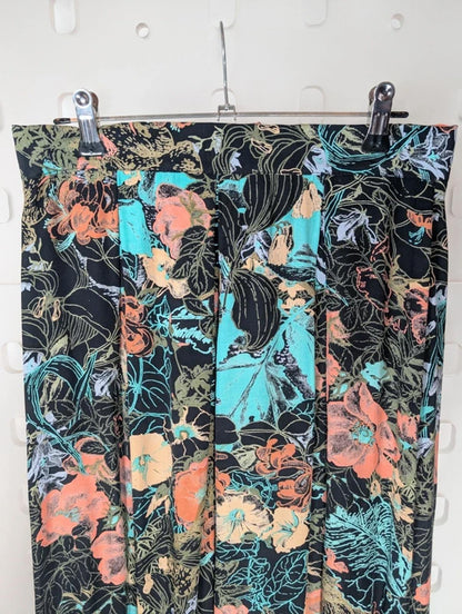 Vintage Floral Midi Skirt UK 8/10 – Made in UK Viscose