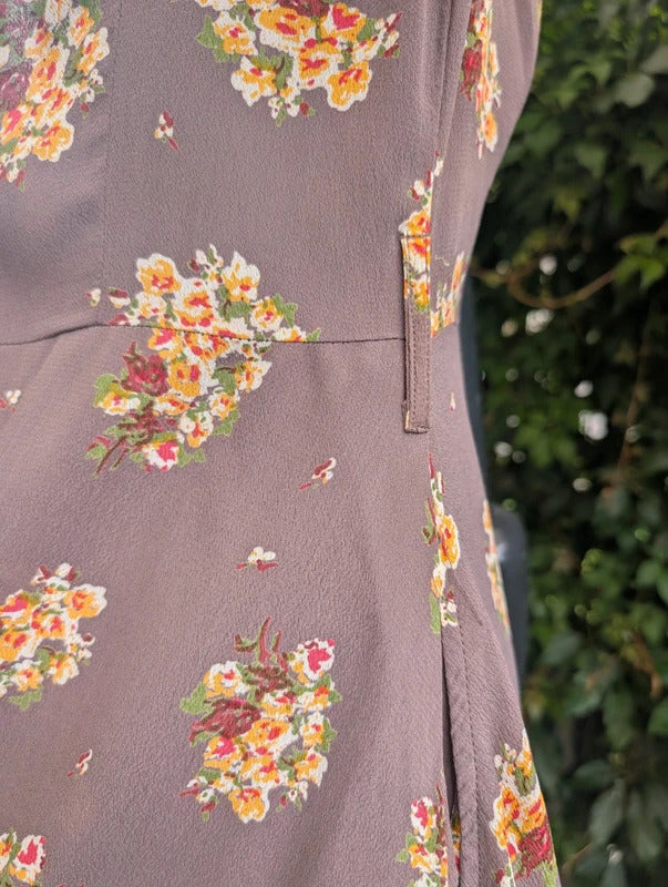 Alice Collins Floral Midi Dress Taupe UK10